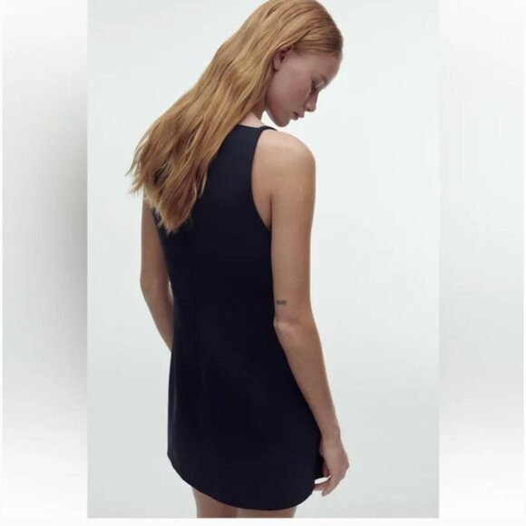 Zara SHORT DRESS WITH BUTTONS. Navy Blue. Size L. New with Tags. - Picture 4 of 9